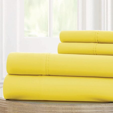 1800 Series 100 Gsm Solid Microfiber 4 Pc Sheet Set Yellow Full